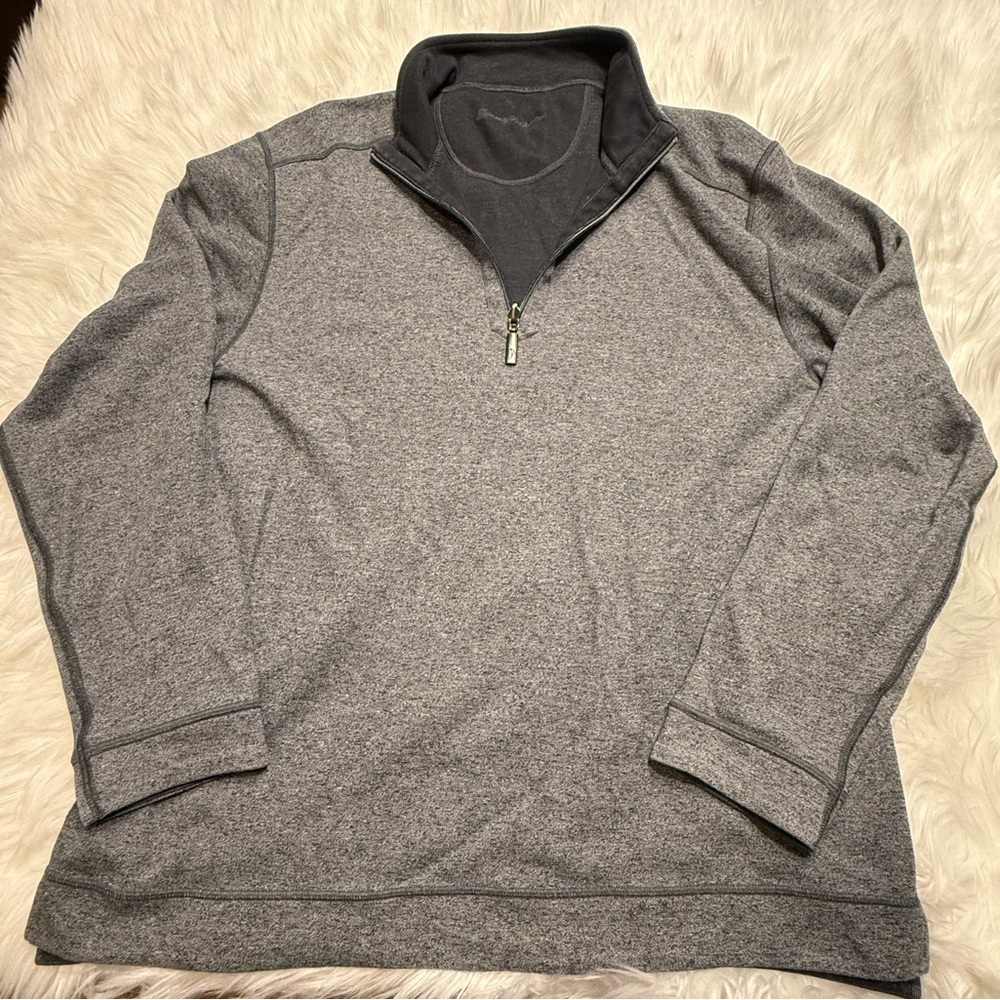 Tommy Bahama | Men’s Large Heather Gray Quarter Zip Light Pullover
